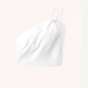 Abercrombie & Fitch asymmetrical one-shoulder white crop top